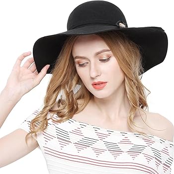 PENINSULA LOVE Women Felt Fedora Hat Wide Brim Floppy Hat